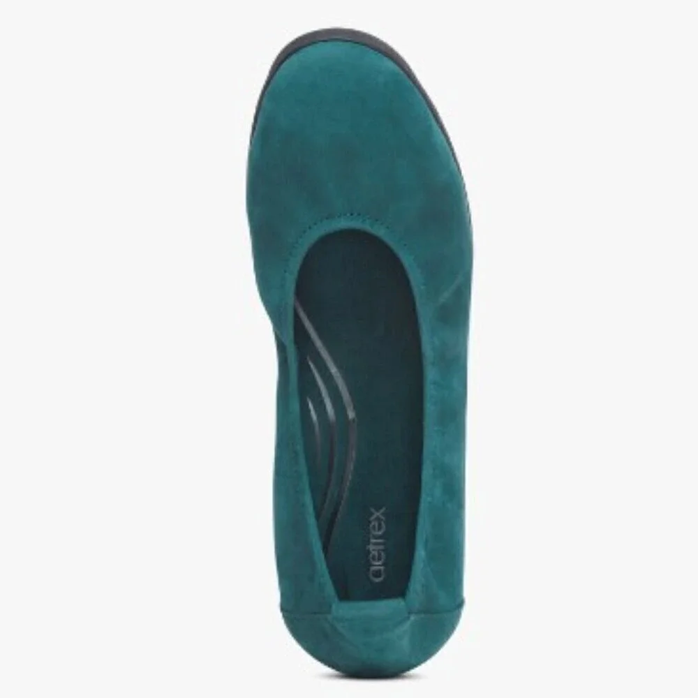 Aetrex‎ Brianna Ballet Flat Dark Teal Suede Shoe Women's Size 7.5